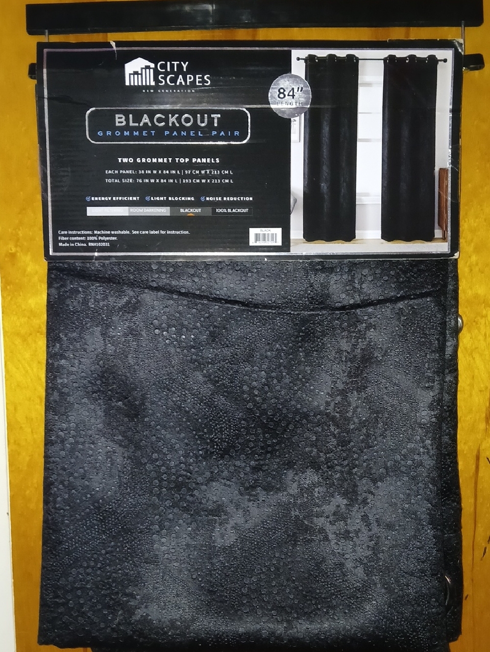 Blackout Grommet Curtain Panel Pair - Black